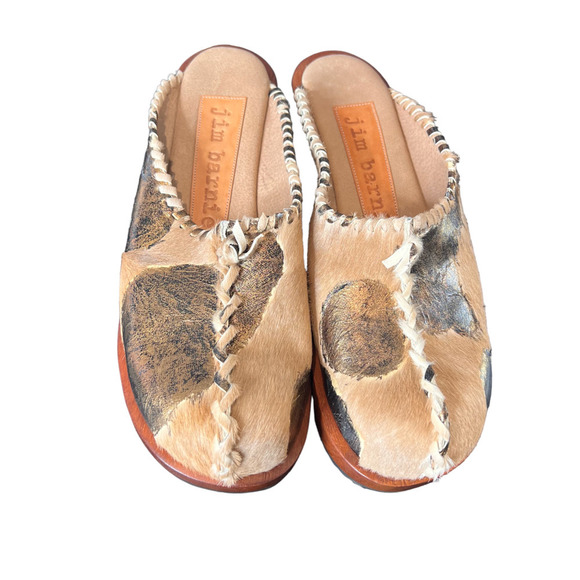 Jim Barnier Wooden Heel Clog Copper Must Womens Size 11 Platform Sandals Leather - Picture 2 of 7